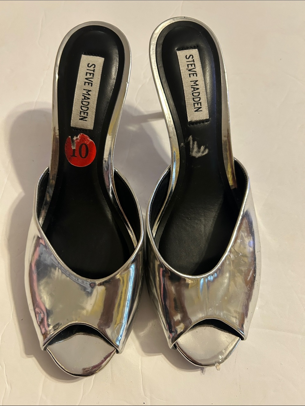 Steve Madden Silver Metallic Open-Toe Mules